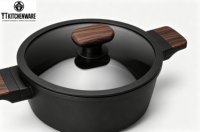 Ensemble de casseroles en aluminium durable avec couvercle en verre, compatible induction et gaz, marmite de 28 cm, équipement de cuisine de qualité professionnelle