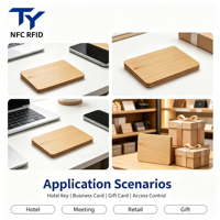 Carte IC RFID haut de gamme pour chambre d'hôtel, lecture/écriture, fréquence basse/moyenne/UHF, en bois de cerisier et de tilleul, pour vente directe