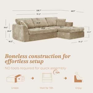 Nouveau Canapé Modulaire en L Compressé 2026 pour Salon, Canapé Chenille Sans Armature Effet Nuage, Sans Assemblage, avec Chaise Longue - Product Image 2