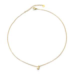 Collier pendentif en acier inoxydable 316L plaqué or PVD, initiale J, bijoux fins - Product Image 1