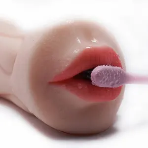 Realista 3D Garganta Profunda com a Língua Oral Dentes Donzela Vagina Artificial Masculino Masturbadores Bolso Bichano Brinquedos Sexuais Orais para Homens