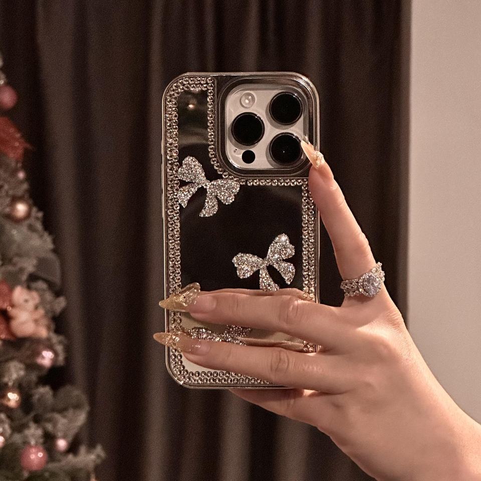 Luxury Design Glitter Mirror Cover Case with Lanyard