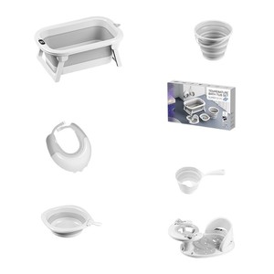 Juego de bañera plegable para bebés, tamaño grande, sensible a la temperatura, portátil, para bebés y niños, color gris, juego de seis piezas - Product Image 1
