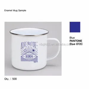 custom Enameled mug with pe lid 0.35mm ss rim