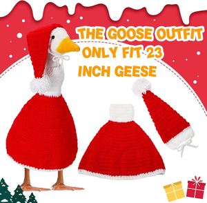 Porch Outfits Santa Goose Clothes Xmas Hat <b>Scarf</b> for Cement Duck Christmas Party Patio Yard Outdoor Decor - Product Image 2