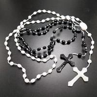 Collier Croix Lumineuse, Bijoux d'Exportation, Chapelet Lumineux en Plastique, Perles Brillantes dans le Noir