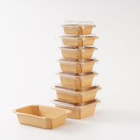 Boîte alimentaire carrée en papier kraft imperméable, vaisselle jetable en papier pour le camping et les pique-niques, vente en gros