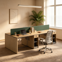 Escritorio de Oficina con Paneles de Privacidad Silenciosos, Escritorio Moderno Ergonómico de Madera MDF con Almacenamiento
