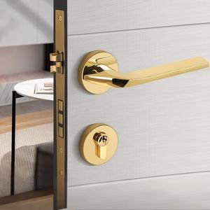 Harga grosir pabrik pegangan pintu kuningan hitam mewah Matte-pegangan tuas pintu Interior senyap untuk apartemen Hotel Villa - Product Image 2