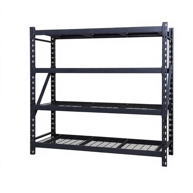 Heavy Duty Member Mark 4-Shelf Shelf Storage Rack Alloy Steel Powder Coated 77" W X 24" D X 72" H (Black 1 Pack)