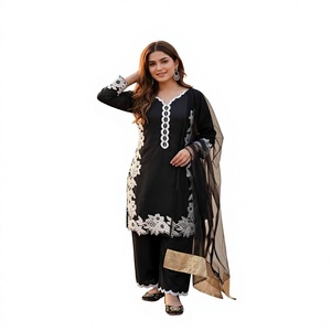 Conjunto de Kurta y Palazzo de Seda Estilo Pakistaní de Moda, Multicolor, con Encaje de Organza de Lujo, Salwar Kameez, Ropa Étnica India para Fiestas - Product Image 1