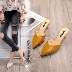 Sandales d'été pour femmes de haute qualité, nouvelles, simples, couleur unie, talons hauts fins, escarpins tendance pour femmes - Product Image 1