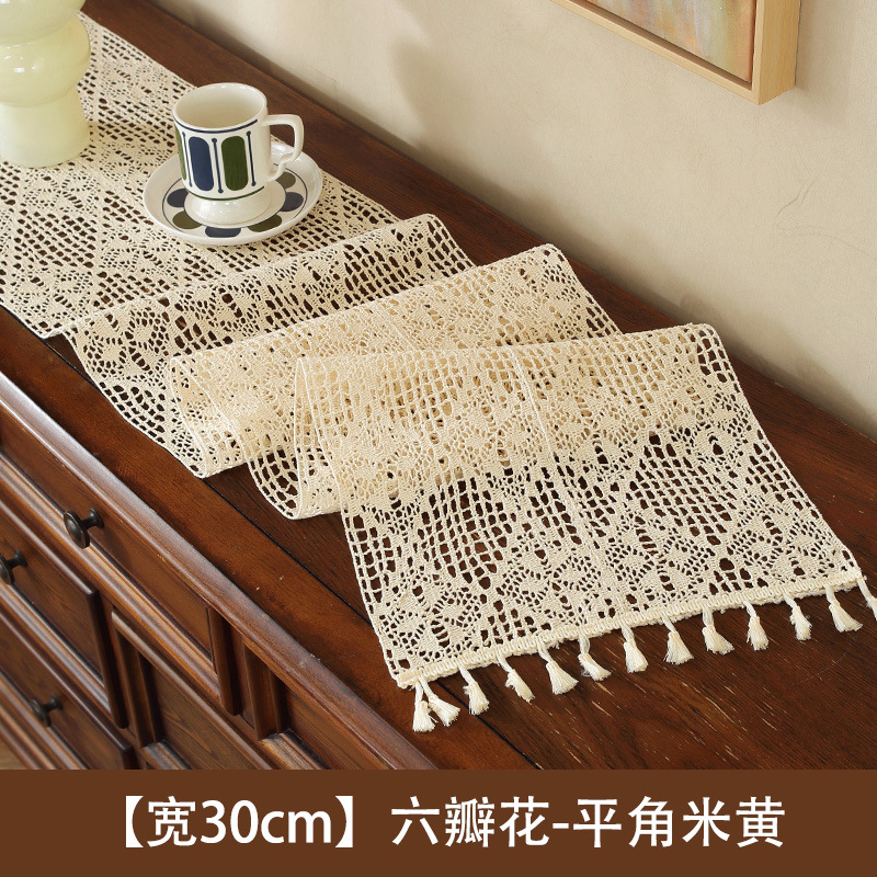 [30cm wide] Six-petal flower - flat-angled beige