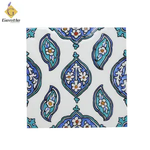 Azulejo de cerámica esmaltado en relieve para decoración de interiores, azulejos artísticos de 150x150mm con patrón colorido