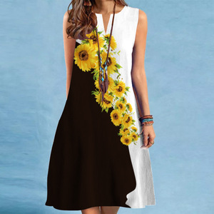 INS Style Printed Lady Sundress Loose Pocketed Summer Sleeveless African Women <b>Plus</b> <b>Size</b> Casual Dress - Product Image 5