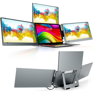 Thiết lập ba màn hình tiết kiệm không gian-3x14 "màn hình có thể gập lại phù hợp với bàn nhỏ - Product Image 1