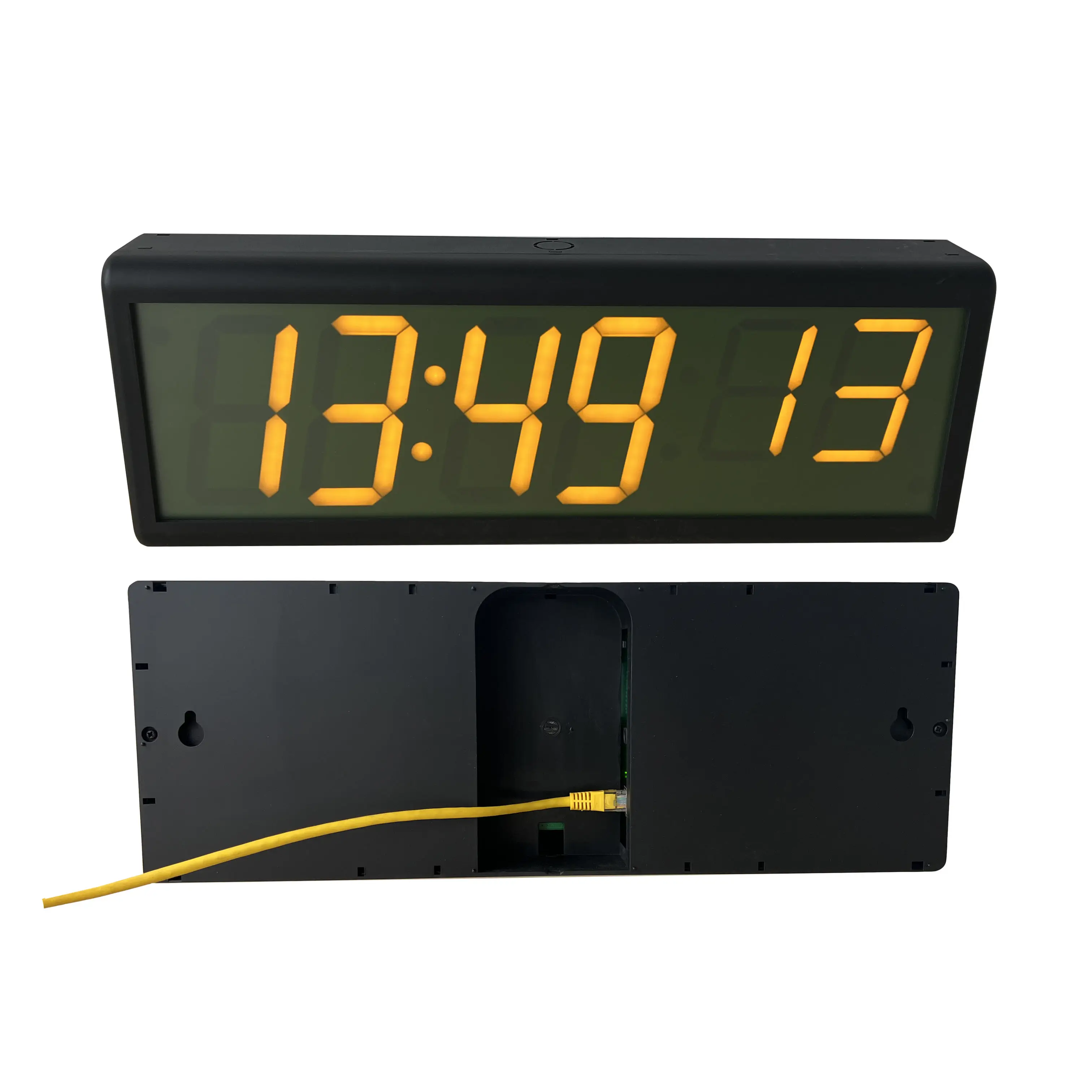 GlobalTime Power over Ethernet Clocks, 4" 6 Digit, Yellow LEDs, Automatic Daylight Saving Time Change