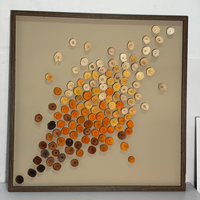 Décoration murale abstraite moderne en MDF 3D fait main, base carrée, cadre marron, idéale pour la décoration d'hôtels et de maisons