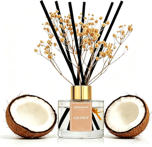 Diffuseur à bâtonnets 100 ml (3,38 fl oz) à l'huile de coco avec 6 bâtonnets, parfum naturel longue durée pour la décoration d'étagères de salle de bain et de la maison - Product Image 1