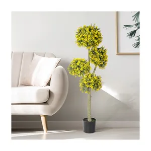 PZ-3-197 Wholesale Simulation Natural Faked Potted Plant Artificial Yellow Boxwood Foliage Topiary Tree