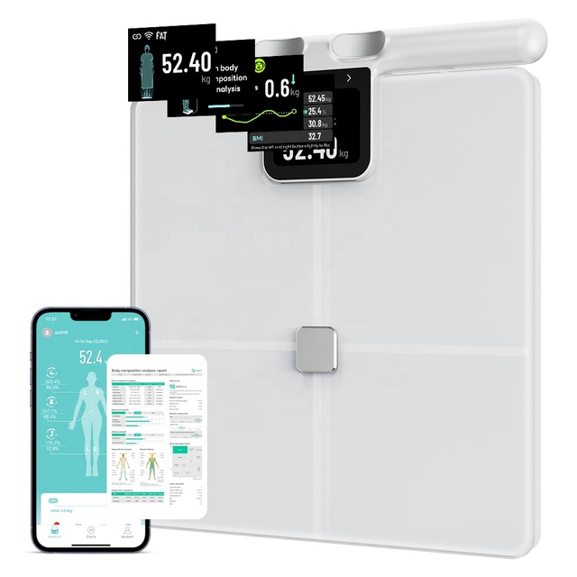 Health Fitness Monitoring 8 Electrode Body Fat Scale with Battery Power BLE App Sync 180kg Capacity Smart Weight Scale