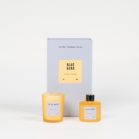 Coffret Cadeau Ambre Arc-en-ciel : Bougie d'Aromathérapie et Diffuseur à Bâtonnets Parfumés, Personnalisable avec Logo, Décoration d'Intérieur