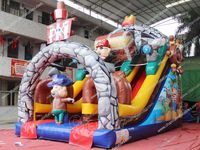 Castillo pirata salto tobogán inflable casa hinchable Castillo Combo obstáculo patio inflable Parque de Atracciones gorila toboganes secos