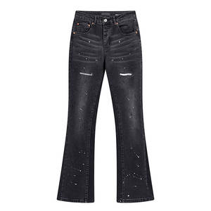 بيع بالجملة العلامة التجارية الجديدة الجينز للرجال أزياء الحذاء قطع الجينز الأسود مضيئة الجينز هومبر - Product Image 5