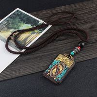 Pendentif Tangka du Népal, Vierge Tara Verte, Bodhisattva Manjushri, en bois de santal noir, motif Bouddha, collier vintage, chaîne de pull, bijoux