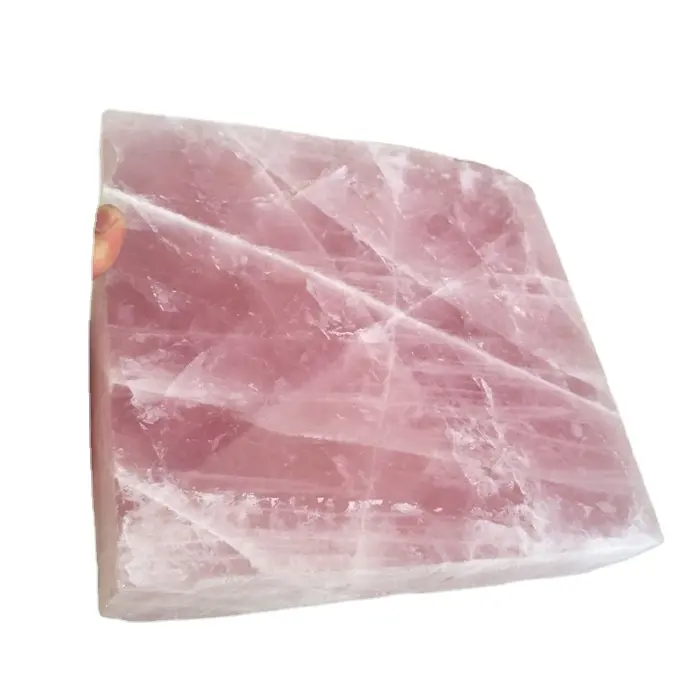 Gran rosa cristal de cuarzo natural roca losa de piedra de cuarzo rosa rebanada posavasos de cristal de cuarzo rosa placas para Decoración