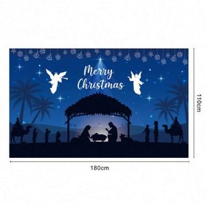 Décorations de fête de Noël, fournitures de décoration de fête, bannière en tissu polyester, guirlande, 180*110 cm - Product Image 5