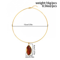 Colliers ras du cou tendance en acier inoxydable avec pierres précieuses en résine pour femmes, plaqué or 18 carats PVD, étanche, accessoires de mode pour le cou, bijoux