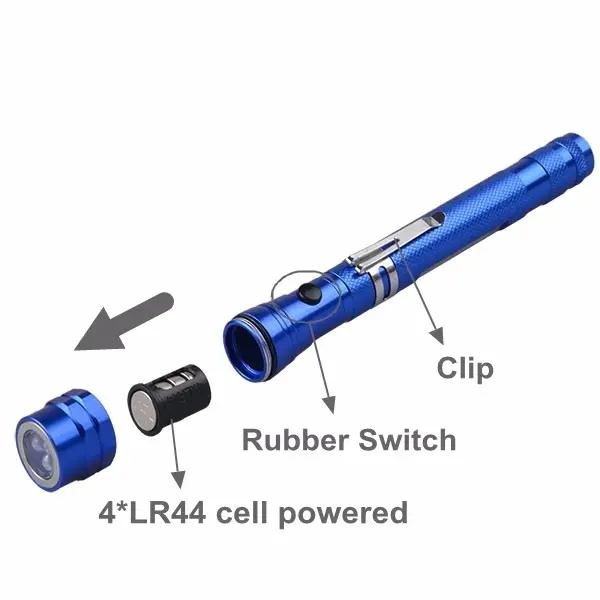 Torches tactiques torche télescopique avec base magnétique Led Portable télescopique extensible magnétique Flexible tête outil lampe de travail