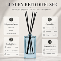 Diffuseur de parfum en verre carré de 100 ml en gros ; Sans alcool, parfum et logo personnalisables ; Parfum longue durée pour offrir en cadeau