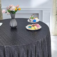 Nappe Rectangle à Paillettes Noires en Polyester pour Fête de Noël, Couverture Magique, Brodée, 60x102 Pouces, Vente Chaude