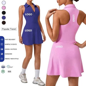 Nuevo vestido de tenis de alto impacto con logotipo personalizado para mujer, ropa activa, Vestido ligero de Bádminton de Golf de cintura alta con pantalones cortos con forro
