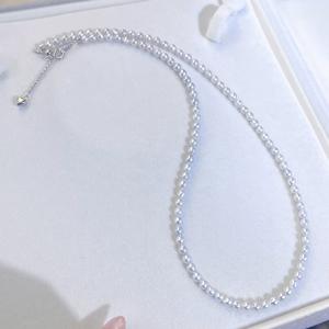 Collier en perles d'eau douce Akoya Zhuji 3-4 mm, micro-balok, brillant, boucle en argent pur S925 avec fonction de relaxation - Product Image 1