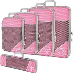 Qingge Travel <b>Storage</b> Bag Set 5-Piece Mesh Organizer With Handle For Leisure Travel <b>Clothes</b> Packing - Product Image 5