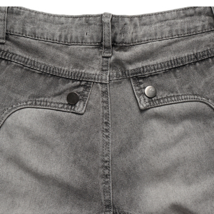 Pantalones Personalizados para <span class=keywords><strong>Hombre</strong></span>, Jeans Holgados que Imitan el Denim de Algodón Deslavado Oscuro, Cintura Alta, Pierna Ancha, Estilo Retro Urbano, Botones Curvos - Product Image 4