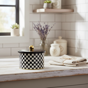 1.3L Checkerboard Metal round Canister Knob Handle 140x100mm Basket - Product Image 3