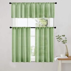 Rèm Bếp Sheer Valance 18 Inch Chiều Dài Rèm Cửa Sổ Nhỏ Cho Tầng Hầm Phòng Tắm Cafe, Màu Vàng, 2 Tấm - Product Image 4
