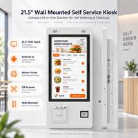 Kiosque de point de vente en libre-service mural de 21,5 pouces, écran tactile Android 11 avec imprimante 80 mm, scanner QR pour la restauration et la vente au détail