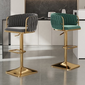 Silla de <span class=keywords><strong>Bar</strong></span> Giratoria de Estilo Nórdico <span class=keywords><strong>para</strong></span> el Hogar, de Metal Dorado de Lujo, con Tapicería de Terciopelo, Taburetes Modernos <span class=keywords><strong>y</strong></span> Económicos <span class=keywords><strong>para</strong></span> Cocina, Muebles de <span class=keywords><strong>Bar</strong></span> <span class=keywords><strong>para</strong></span> Mesa de <span class=keywords><strong>Bar</strong></span> - Product Image 3