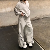 Ensemble sweat à capuche et pantalon de survêtement personnalisé, style Y2K tendance, haute qualité, respirant, streetwear, coupe oversize, grammage lourd 350 GSM