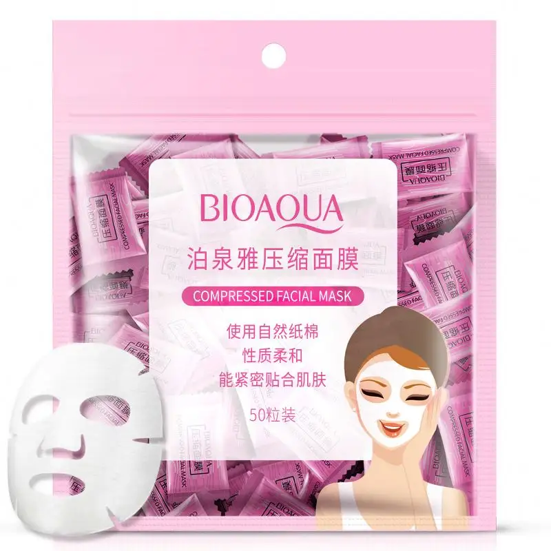 OEM BIOAQUA ขายดีที่สุดราคาโรงงานผ้าฝ้ายทําความสะอาดง่ายผลิตภัณฑ์เครื่องสําอางความงามใบหน้าหน้ากากอัด