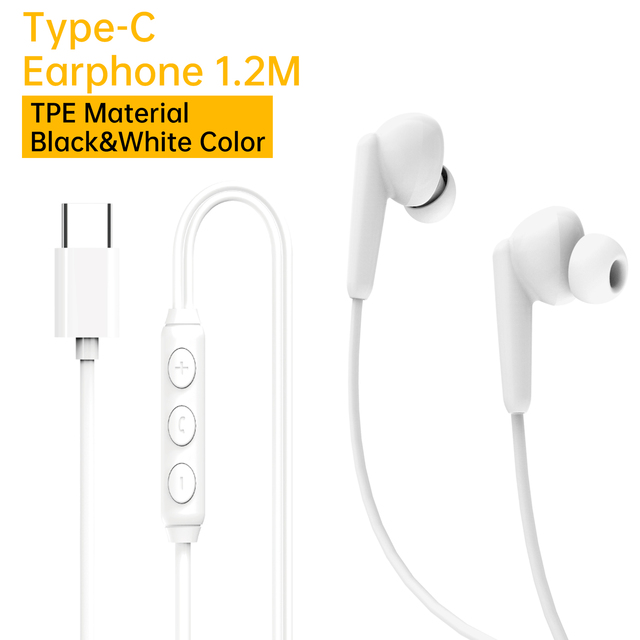 ASPOR A239 Type-C Wired Earphones In-Ear Headphones Microphone 14mm Dynamic Drivers IPX3 Waterproof Comfortable Fit Tangle-Free