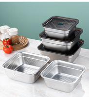 Nouvel ensemble de contenants alimentaires en acier inoxydable 304 avec couvercle en plastique, grand format, compatible micro-ondes, pour restaurant, cuisine, traiteur, repas