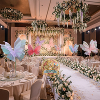 Papillon 3D géant en organza de soie, fleur décorative, toile de fond écologique, centre de table pour événements de mariage, décorations de table
