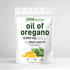 Cápsulas de Aceite de Orégano OEM 6000mg 2 en 1, Aceite de Orégano y Semilla Negra, 300 Cápsulas, Suplemento con Carvacrol y Timokinona - Product Image 1