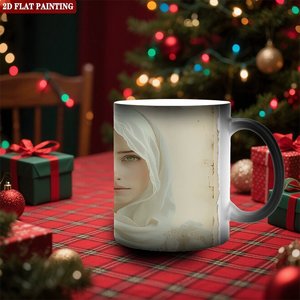 Mug de camping extérieur relaxant, noir givré, 11 oz, en céramique, tasse magique sensible à la chaleur - Product Image 1